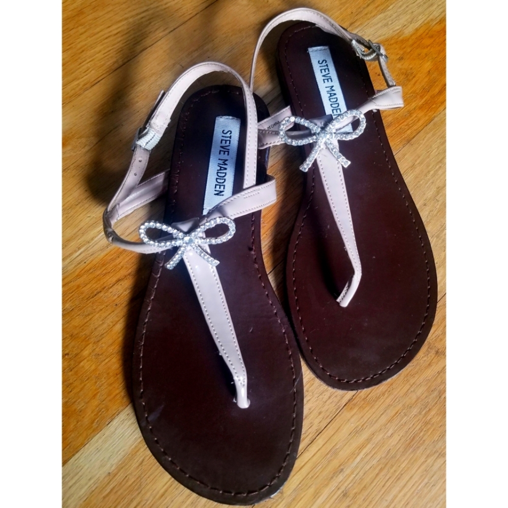 Rhinestone bow sandals by Steve Madden